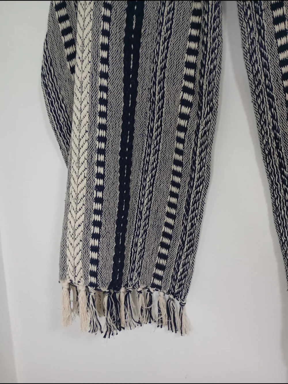 DII Design Imports Black White Woven Cotton Fringe Scarf Wrap Shawl Boho Chic